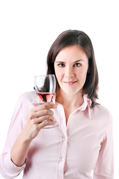 Donna d'affari che tiene un bicchiere di vino . — Foto Stock