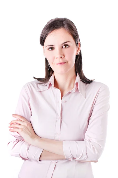 Retrato de una joven mujer de negocios hermosa, aislada en blanco . —  Fotos de Stock