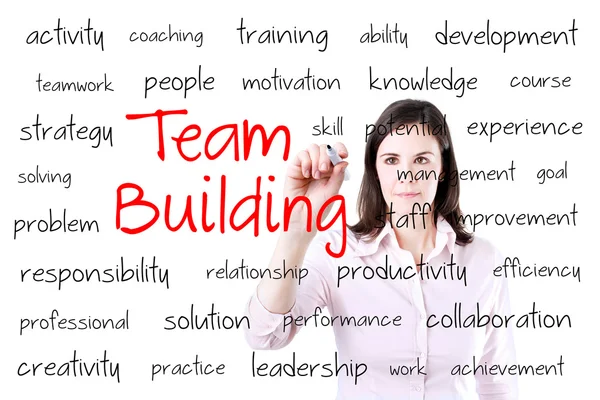 Business écriture main team building concept. Isolé sur blanc . — Photo