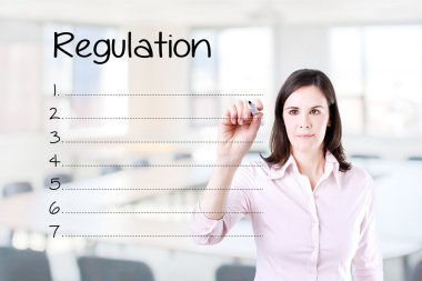 iş kadını boş Yönetmeliği listesi yazma. Office arka plan.