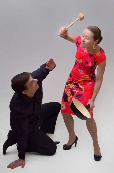 Konflikt mezi mužem a ženou Stock Fotografie