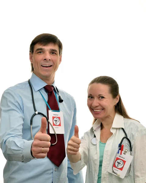 Doctors woman and man working together — Stock Photo, Image