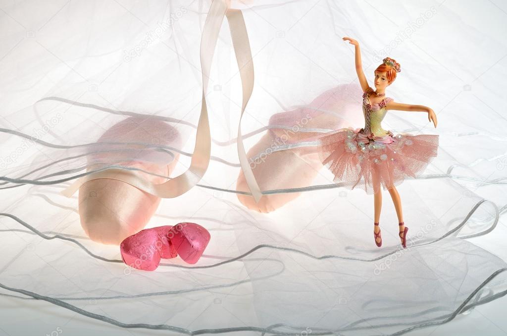 Pink the ballet shoes pointe and dancing in ballerina doll