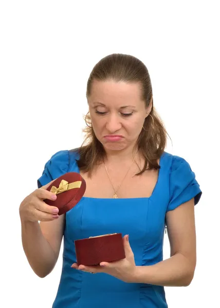 kadın sonra açılış hediyesi, beyaz arka plan hayal kırıklığına