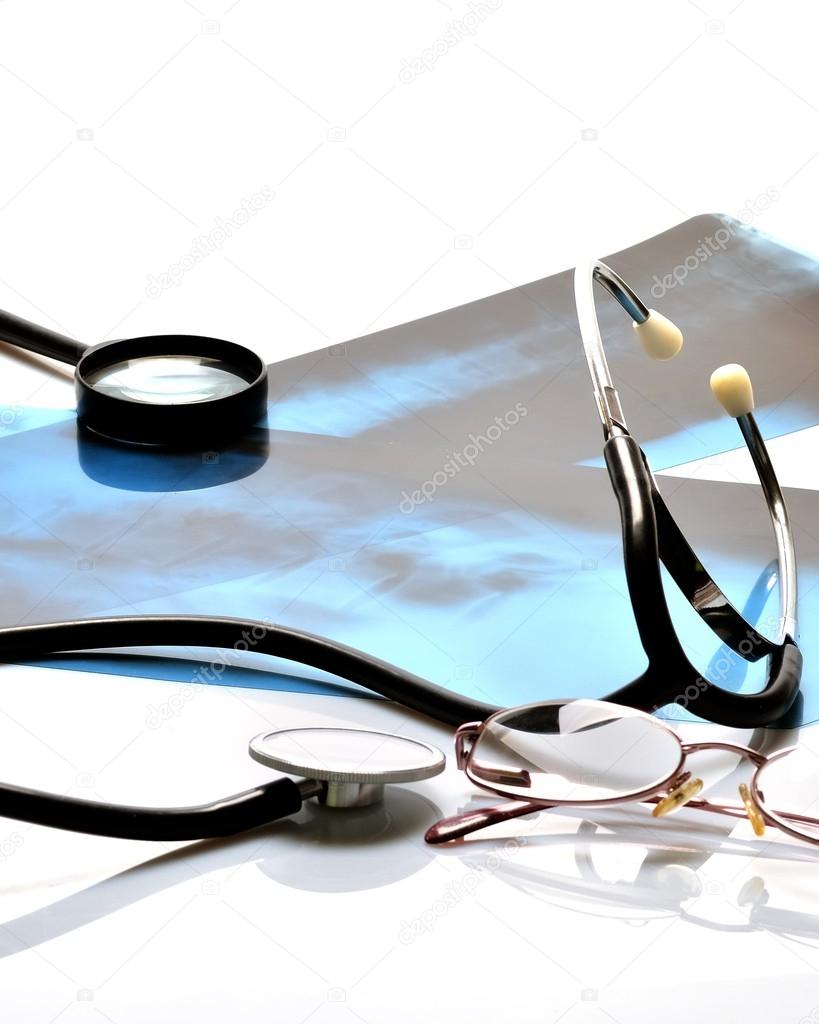 Still life of medical items used by doctors to treat