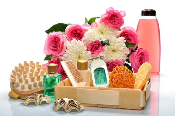 Salonu, spa ve sauna konu karşı güzel bir buket çiçek vücut bakımı, bileşen