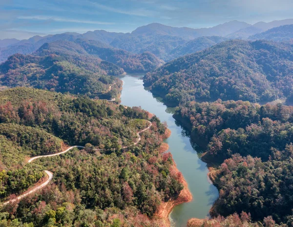 Viet Lake Ban Cao Bang Con Aceri Rossi Autunno — Foto Stock