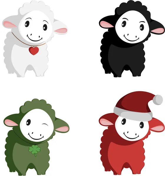 Gelukkig schapen Mascottes — Stockvector