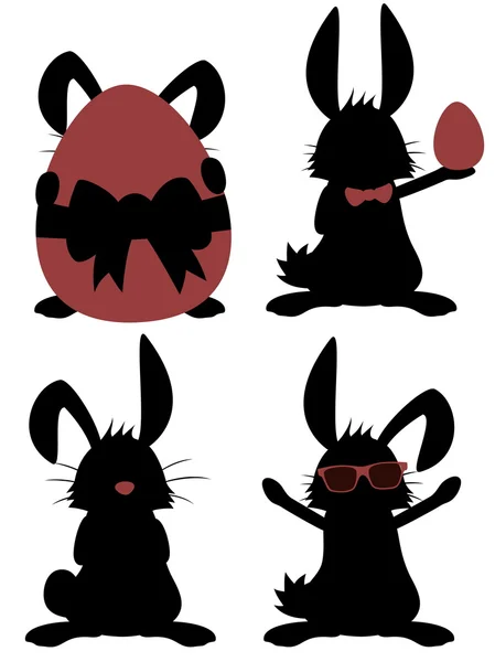 Grote bunny collectie - silhouetten van grappige mannelijke konijnen — Stockvector