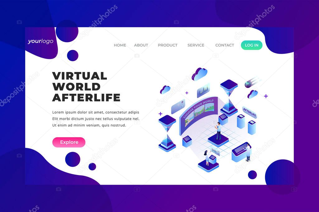 Virtual World Afterlife - Vector Landing Page