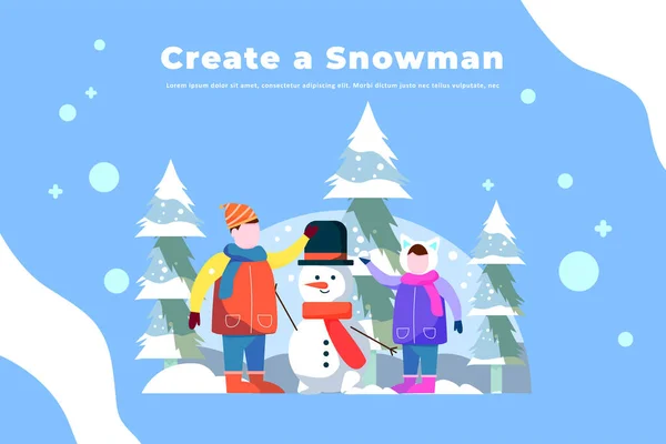 雪だるまを作る イラスト Christmas — ストックベクタ