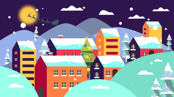 Montaña Ilustración Navidad — Vector de stock