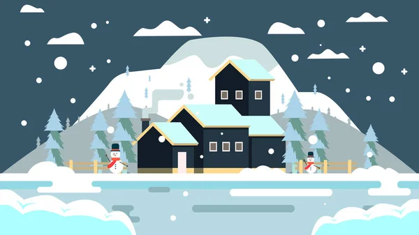 Nieve Aire Libre Ilustración Navidad — Vector de stock