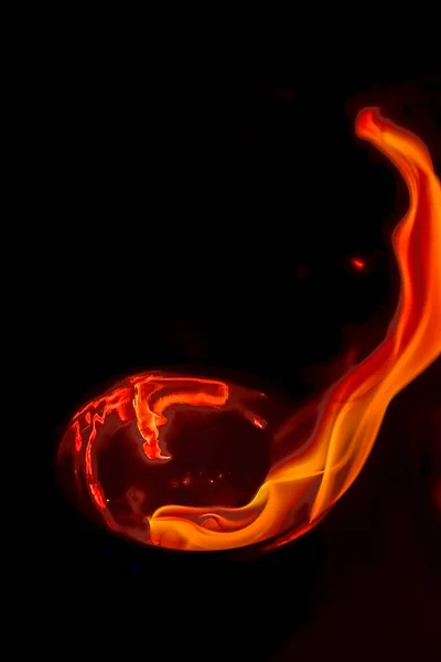 Orange Colored Fire Flame Rising Goblet Bowl Reflection Wall — Fotografia de Stock