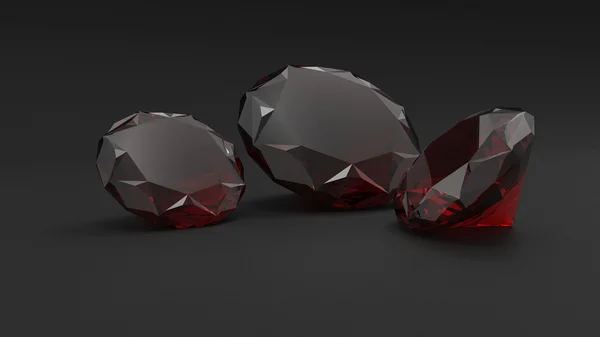 3 Ruby - Black Background — Stock Photo, Image