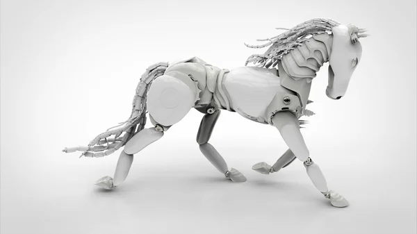 Witte robot paard — Stockfoto