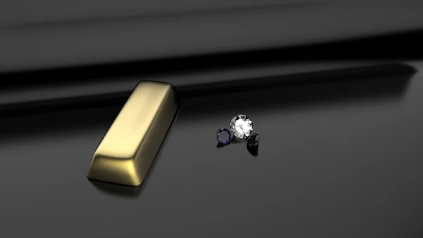 Blue Sapphire - Diamond - Ruby - Gold Barre — Stock Photo, Image
