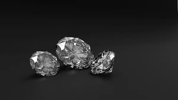 3 diamants - fond noir — Photo