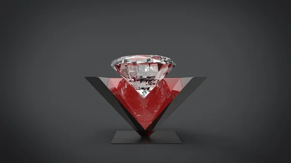 Diamant - pyramide rouge - fond noir Photo De Stock