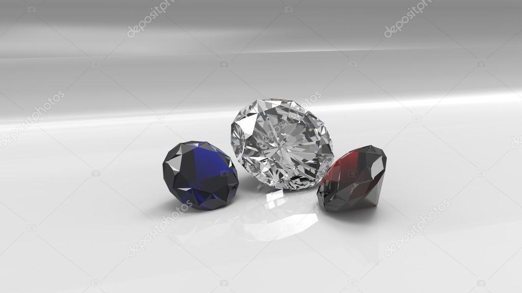 Sapphire - Diamond - Ruby - White background