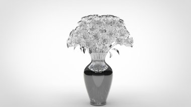 Vazoyu beyaz gül - gri