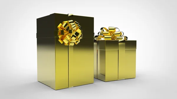 Geschenkboxen - Gold - Goldband — Stockfoto