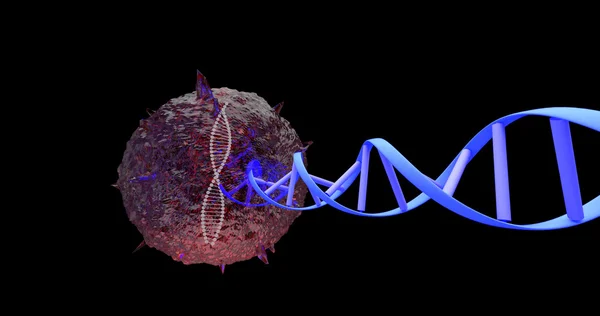 바이러스 세포-dna-검은 배경 — 스톡 사진