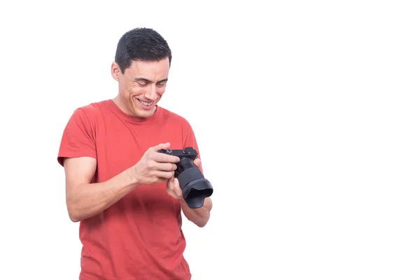 Hombre alegre mirando la cámara de fotos con sonrisa —  Fotos de Stock