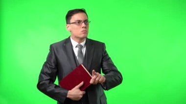 Angry male teacher scolding the students on chromakey