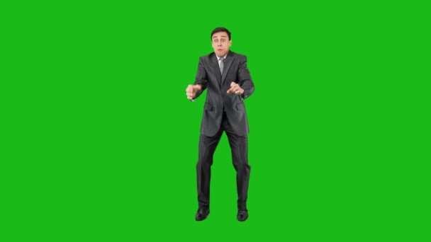 Excited man celebrating the victory of his team. Chroma key — Stock Video