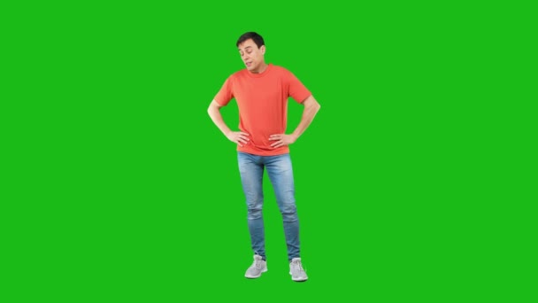 Resigned Man Spreading Hands Shrugging Shoulders Chroma Key — Stock Video