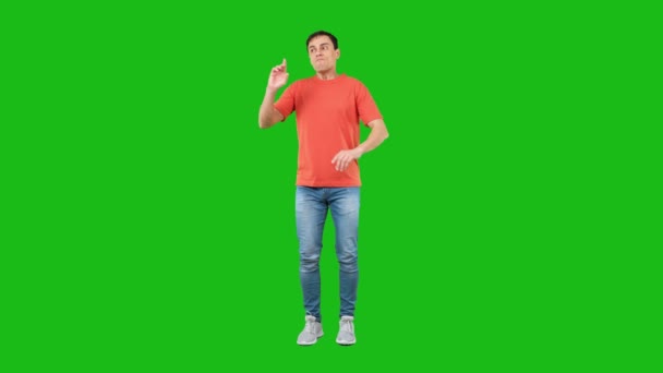 Full Body Serious Male Model Standing Hand Waist Showing Reject — Stock Video