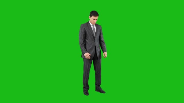 Full Body Dignified Male Elegant Suit Looking Distance While Standing — Stock Video