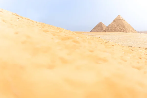 Zaměřte Pyramidy Gíze Egyptě Vedle Duny Pouště — Stock fotografie