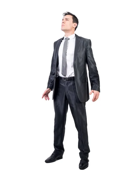 Cuerpo Completo Hombre Digno Traje Elegante Mirando Distancia Mientras Está — Foto de Stock