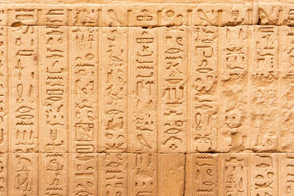 Kousek Části Zdi Chrámu Edfu Reliéfně Vyrytými Hieroglyfy — Stock fotografie