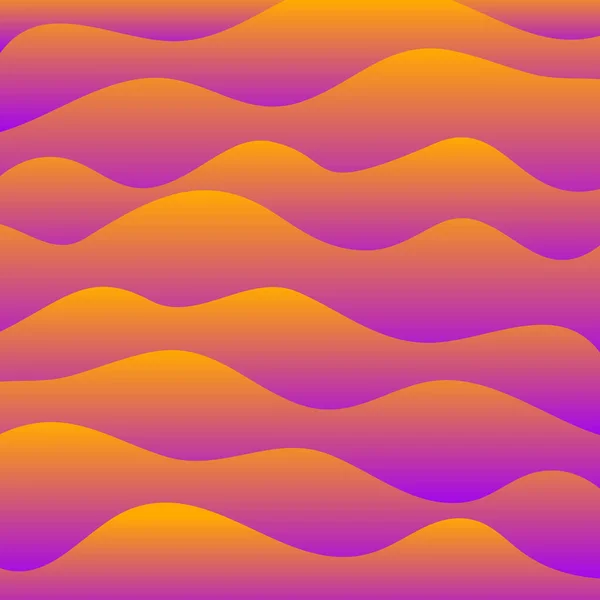 Wavy liquid background with gradient. Yellow and purple. Vector illustration. — Stock Vector