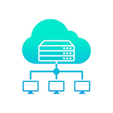Bulut simgesi tasarımı. Ev sahipliği konsepti. Gradyan. Vektör.