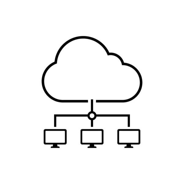 Conception d'icône cloud virtuel. Concept d'accueil. Style de contour. Vecteur. — Image vectorielle