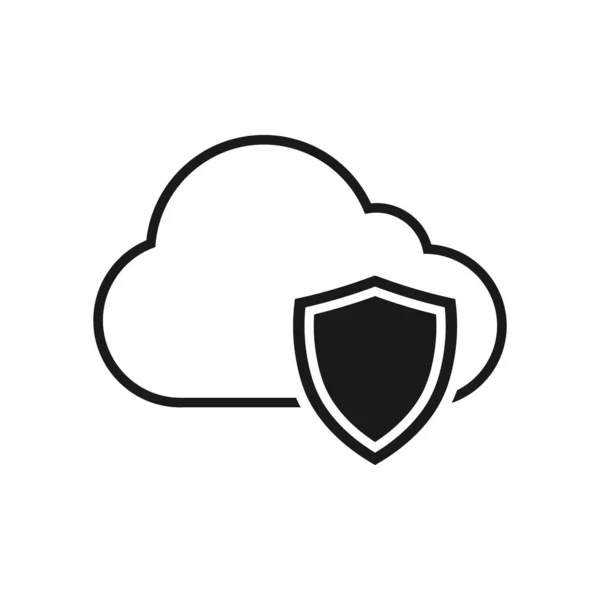 Diseño de iconos de seguridad en la nube virtual. Concepto de alojamiento. Estilo de contorno. Vector. — Archivo Imágenes Vectoriales