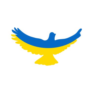 Bir güvercin siluetinin vektör çizimi Mavi ve sarı.