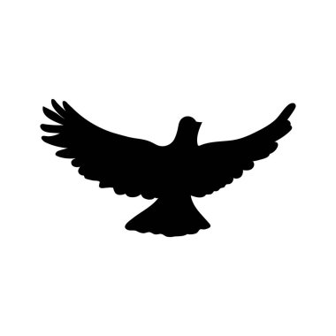 Bir güvercinin siyah siluetinin vektör çizimi.