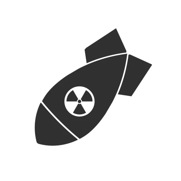 Atombombe fliegt auf symbolträchtiges Design herab. Vektor. — Stockvektor