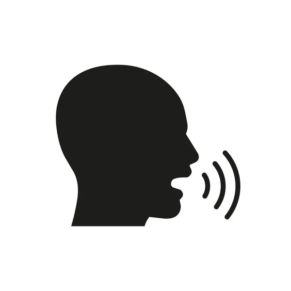 Vector illustration of silhouette of speaking head. — Stockvektor