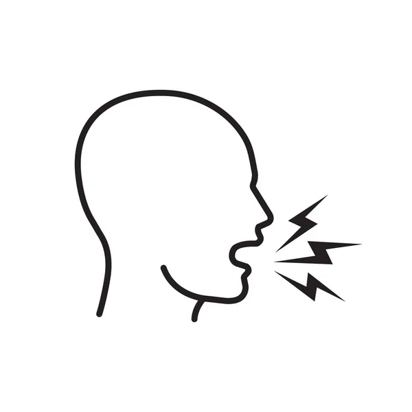 Vector illustration of outline silhouette of screaming head. — Stock vektor