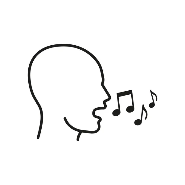 Vector illustration of outline head silhouette singing. — Stok Vektör