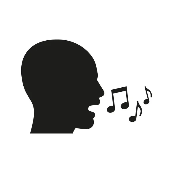 Vector illustration of black head silhouette singing. — Stok Vektör