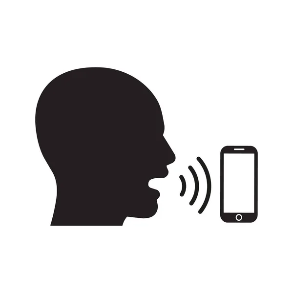 Vector illustration of silhouette of speaking head to smartphone. — Stockvektor