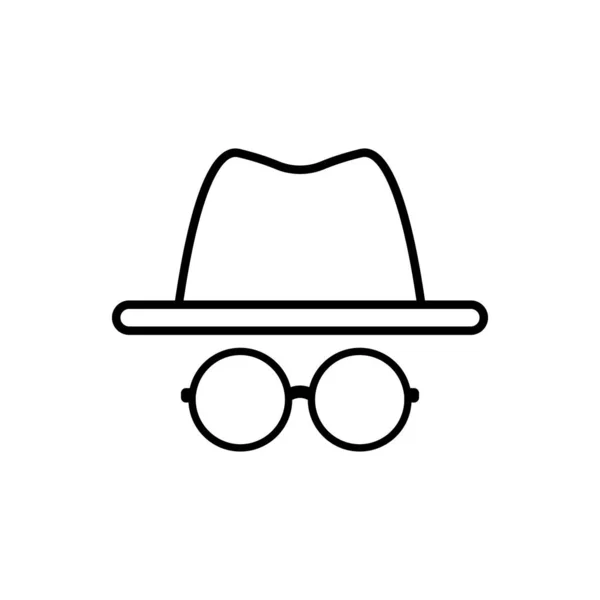 Ícone Anônimo Estilo Esboço Chapéu Com Óculos Vetor — Vetor de Stock