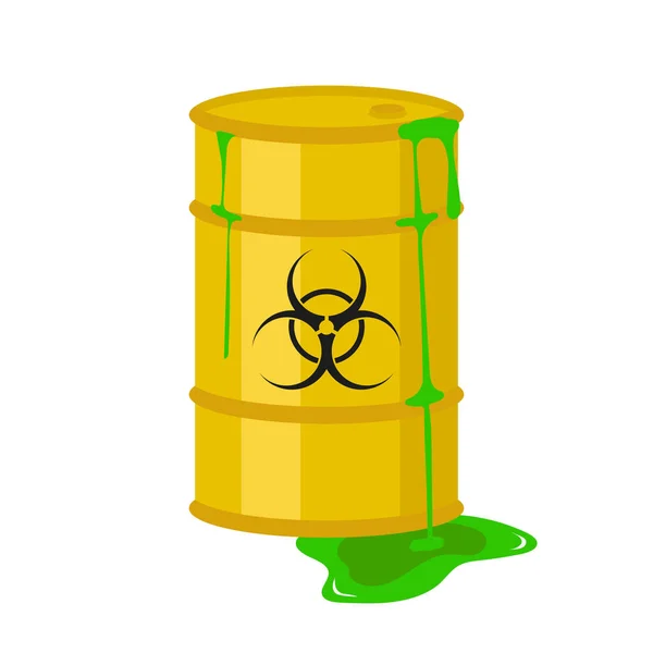 Żółta Beczka Odpadów Biologicznych Wektor — Wektor stockowy